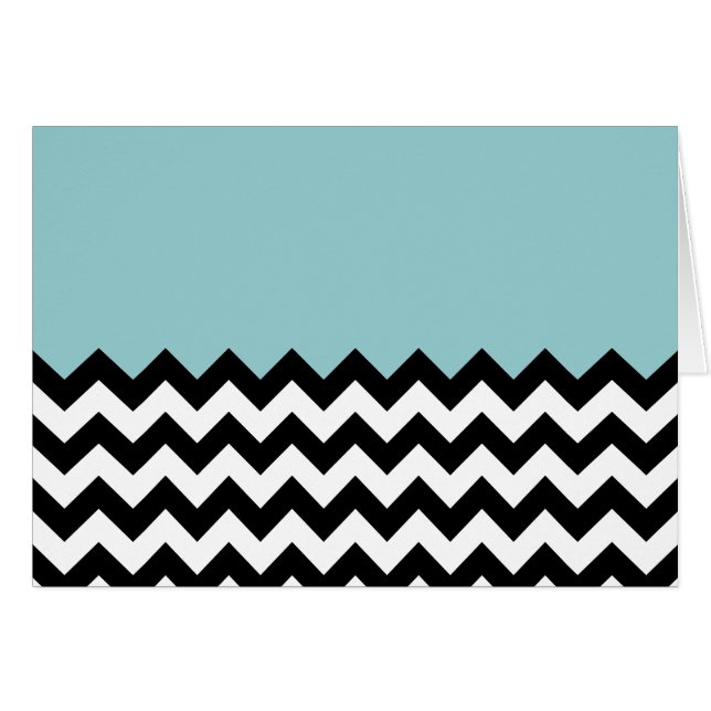 Black and White Zigzag Pattern, Chevron, Blue Cards (Front Horizontal)