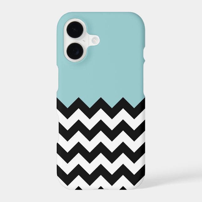 Black and White Zigzag Pattern, Chevron, Blue Iphone Case (Back)
