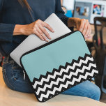 Black and White Zigzag Pattern, Chevron, Blue Laptop Sleeve<br><div class="desc">Elegant,  stylish and sophisticated zigzag (chevron) pattern in black and white color on blue background. Modern and trendy gift,  perfect for the zigzag lover in your life.</div>