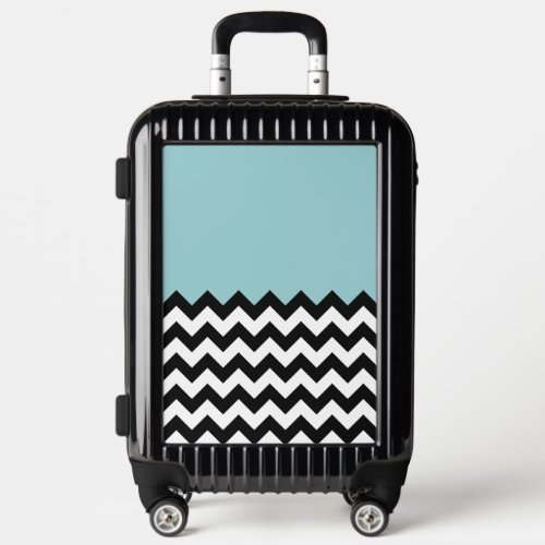 Black and White Zigzag Pattern Chevron Blue Luggage