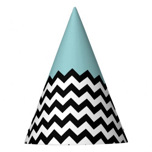 Black and White Zigzag Pattern Chevron Blue Party Hat