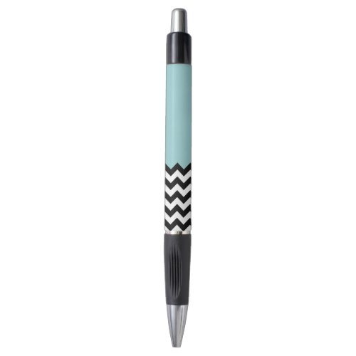 Black and White Zigzag Pattern Chevron Blue Pen