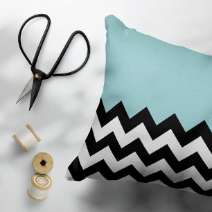 Black and White Zigzag Pattern, Chevron, Blue Pillow Case