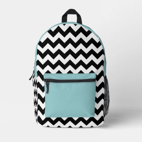 Black and White Zigzag Pattern Chevron Blue Printed Backpack