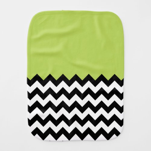 Black and White Zigzag Pattern Chevron Green Baby Burp Cloth