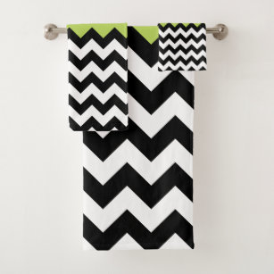 Mydeas, Black & White Green Rectangles Bath Towel Set