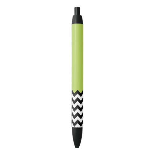 Black and White Zigzag Pattern Chevron Green Black Ink Pen