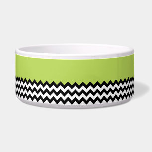 Black and White Zigzag Pattern, Chevron, Green Bowl