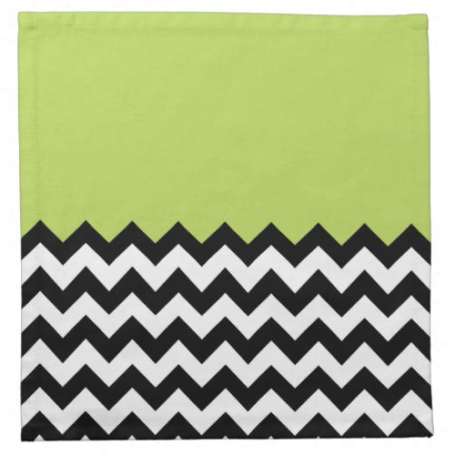 Black and White Zigzag Pattern Chevron Green Cloth Napkin