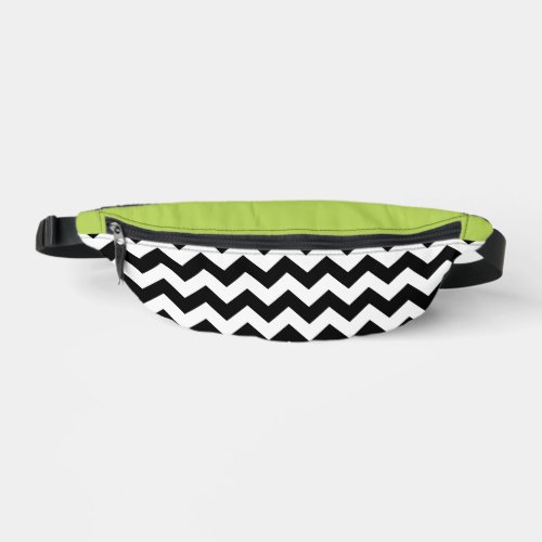 Black and White Zigzag Pattern Chevron Green Fanny Pack