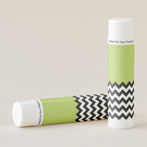 Black and White Zigzag Pattern Chevron Green Lip Balm