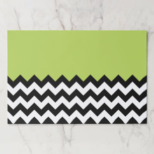 Black and White Zigzag Pattern, Chevron, Green Paper Pad