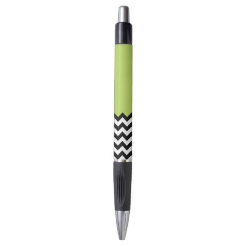 Black and White Zigzag Pattern Chevron Green Pen