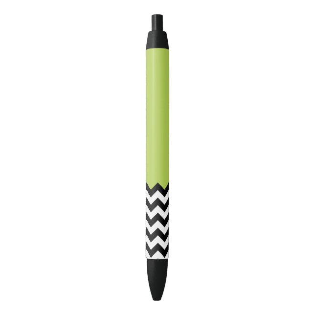 Black and White Zigzag Pattern, Chevron, Green Pen (Front Vertical)