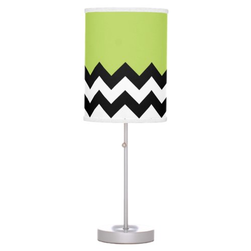 Black and White Zigzag Pattern Chevron Green Table Lamp