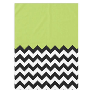 Black and White Zigzag Pattern, Chevron, Green Tablecloth
