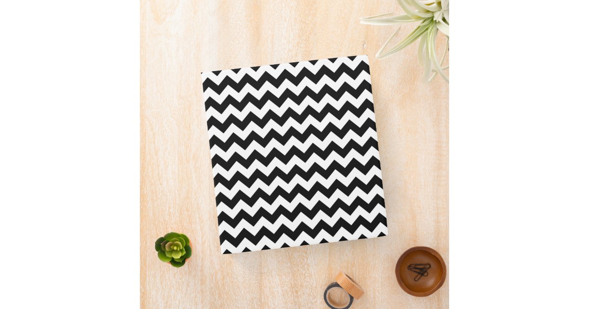 Black and White Zigzag Pattern, Chevron Pattern 3 Ring Binder | Zazzle