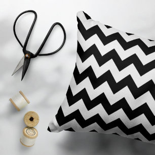 Black and White Zigzag Pattern, Chevron Pattern Accent Pillow