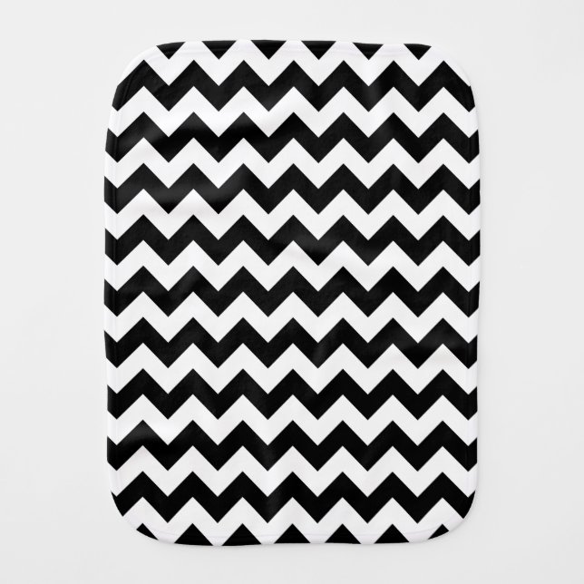 Black and White Zigzag Pattern, Chevron Pattern Baby Burp Cloth (Front)