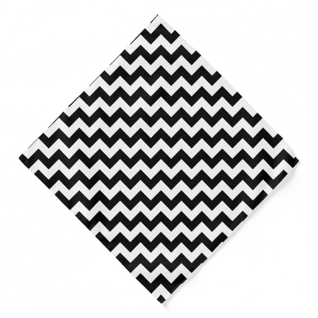 Black and White Zigzag Pattern, Chevron Pattern Bandana (Front)
