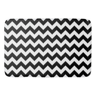 Black and White Zigzag Pattern, Chevron Pattern Bath Mat