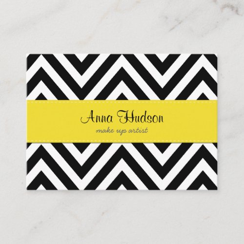 Chic Zig Zag Stripes Lines White Black Yellow Business Cards