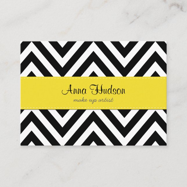 Black and White Zigzag Pattern, Chevron Pattern Business Card (Front)