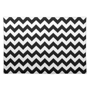 Black and White Zigzag Pattern, Chevron Pattern Cloth Placemat