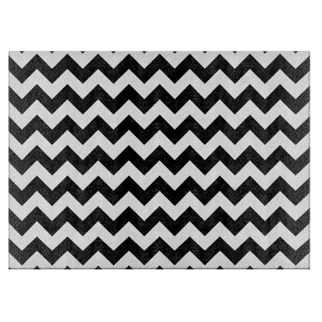 Black and White Zigzag Pattern, Chevron Pattern Cutting Board (Front)