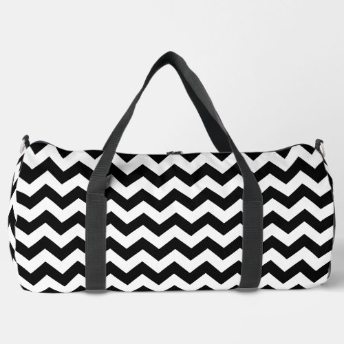 Black and White Zigzag Pattern Chevron Pattern Duffle Bag