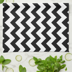 Black and White Zigzag Pattern, Chevron Pattern Kitchen Towel
