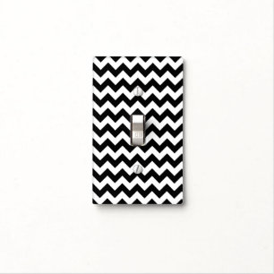 Black and White Zigzag Pattern, Chevron Pattern Light Switch Cover