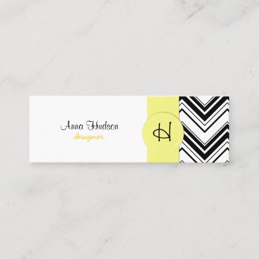 Customizable Chic Zig Zag Stripes Lines White Black Yellow Business Card