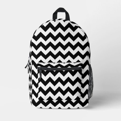 Black and White Zigzag Pattern Chevron Pattern Printed Backpack