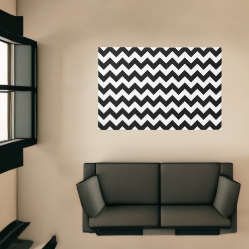 Black and White Zigzag Pattern Chevron Pattern Rug