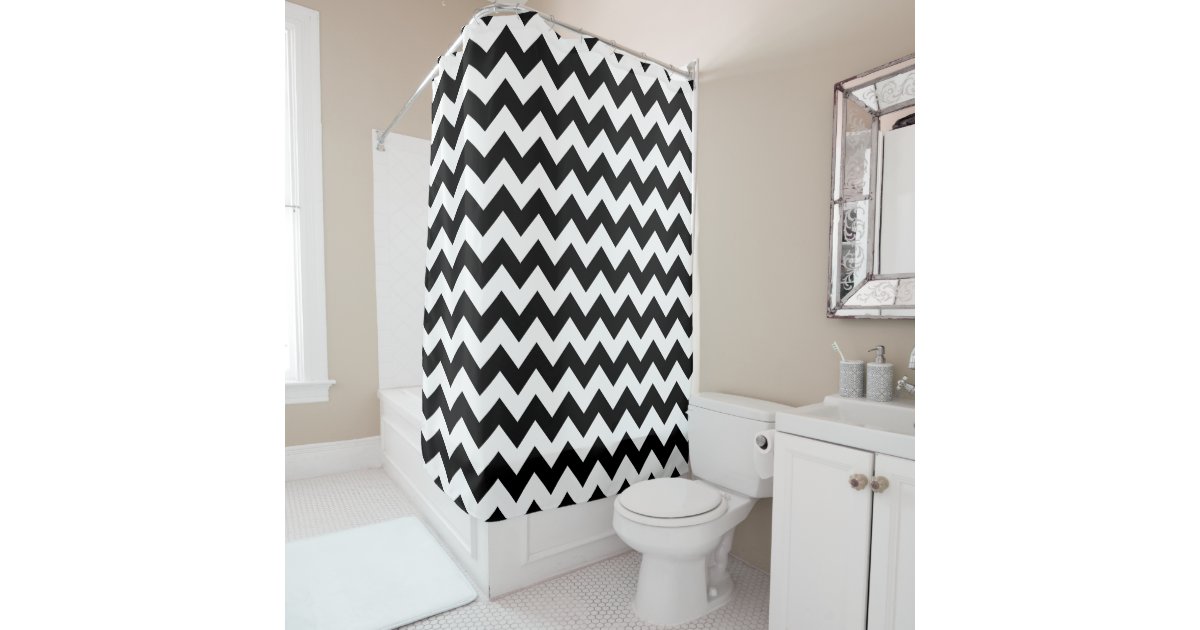 Black and White Zigzag Pattern, Chevron Pattern Shower Curtain | Zazzle