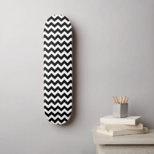Black and White Zigzag Pattern, Chevron Pattern Skateboard