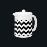 Black and White Zigzag Pattern, Chevron Pattern Teapot<br><div class="desc">Elegant, stylish and sophisticated zigzag (chevron) pattern in black and white color. Modern and trendy gift, perfect for the zigzag lover in your life.</div>