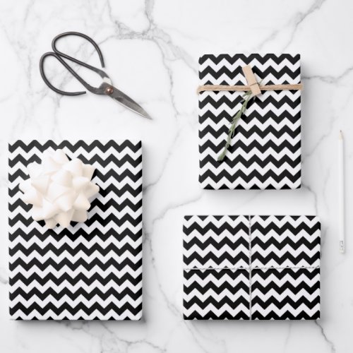 Black and White Zigzag Pattern Chevron Pattern Wrapping Paper Sheets