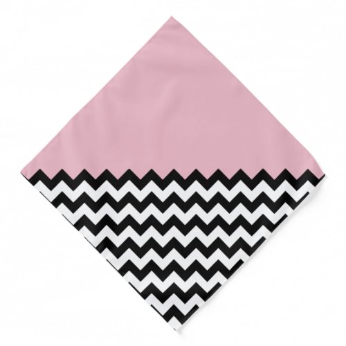 Black and White Zigzag Pattern Chevron Pink Bandana