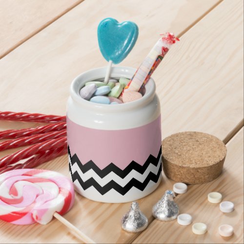 Black and White Zigzag Pattern Chevron Pink Candy Jar