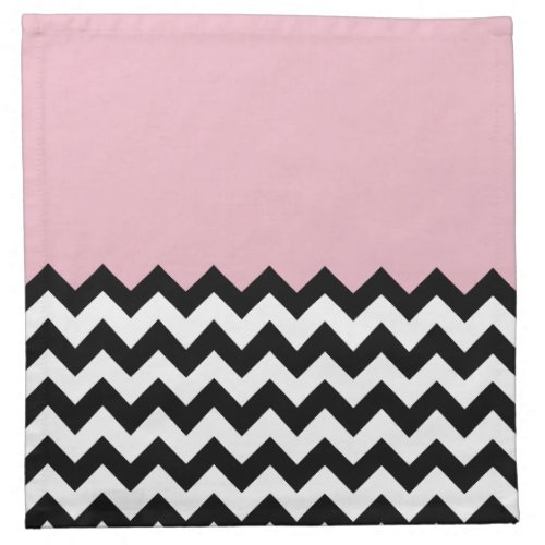 Black and White Zigzag Pattern Chevron Pink Cloth Napkin