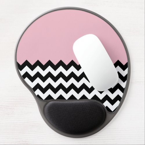 Black and White Zigzag Pattern Chevron Pink Gel Mouse Pad