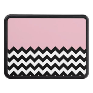 Black and White Zigzag Pattern, Chevron, Pink Hitch Cover