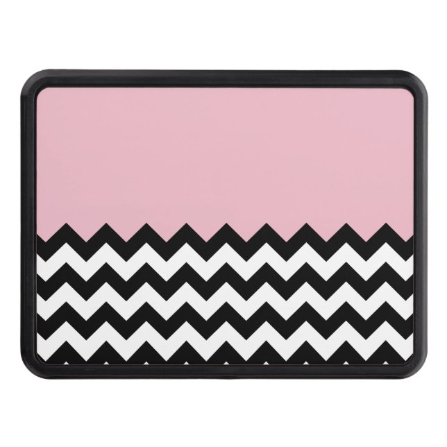 Black and White Zigzag Pattern, Chevron, Pink Hitch Cover (Front)
