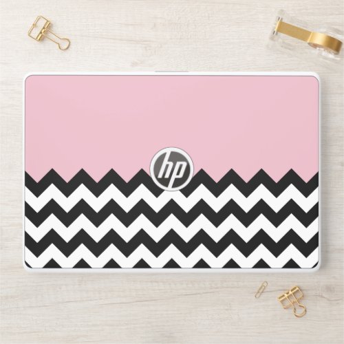 Black and White Zigzag Pattern Chevron Pink HP Laptop Skin