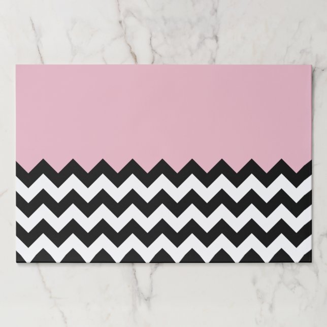 Black and White Zigzag Pattern, Chevron, Pink Paper Pad (Front)