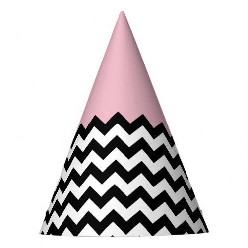 Black and White Zigzag Pattern Chevron Pink Party Hat