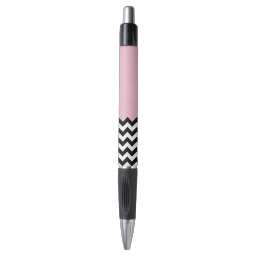 Black and White Zigzag Pattern Chevron Pink Pen
