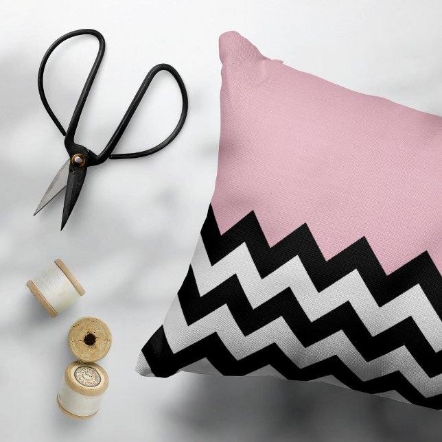 Black and White Zigzag Pattern, Chevron, Pink Pillow Case (Creator Uploaded)